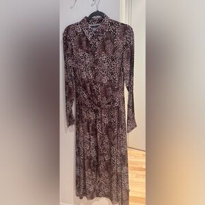 Guess Leopard Print Long Sleeve Dress